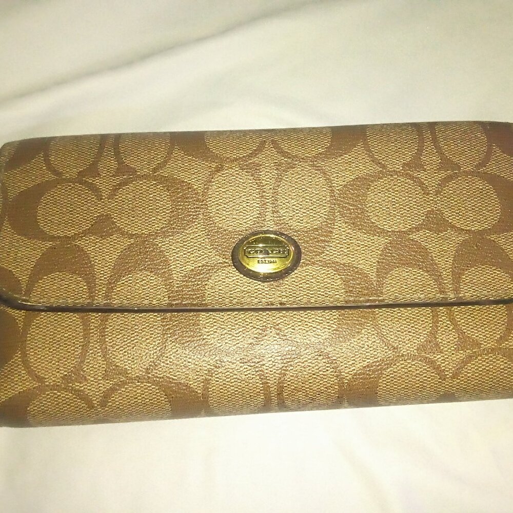 Coach Brown and Tan Signature Wallet